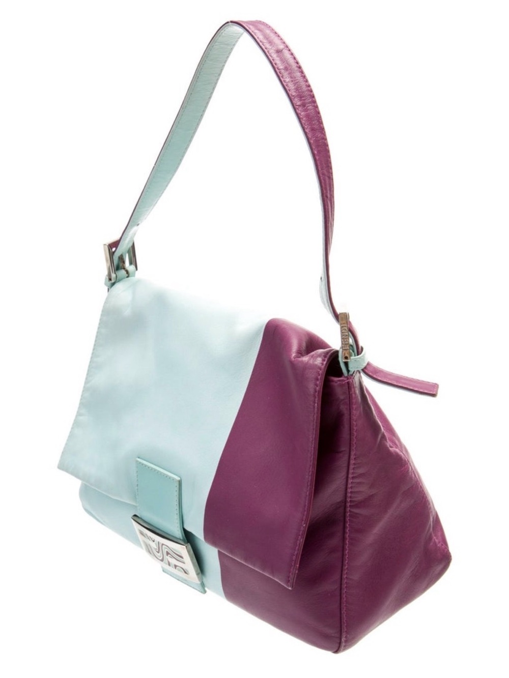 2001 Archived Fendi Baby Blue and Purple Leather Mama Baguette